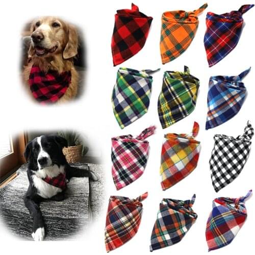 Dog Bandanas Small and Medium Pet Scarf for Dog Cotton Plaid WashableBow Ties Collar Cat Dog Scarf Small Medium Dog Accessories