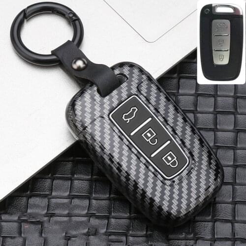 Carbon Car Key Case For Kia K5 Sportage R Sorento Key Cover Holder Car Styling Accessories Keychain Keyring