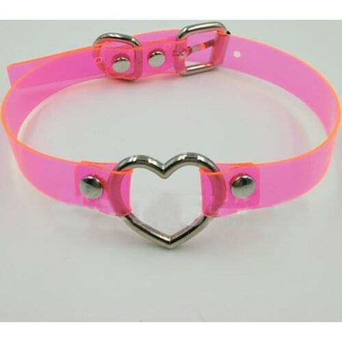 Fashion Candy Color Women Girl Clear Heart Choker 100% Handcrafted PVC Transparent Harajuku Fetish Collar Necklace