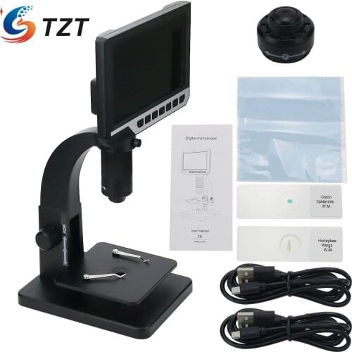 TZT Inskam315 2000X 12MP Digital Microscope Magnifier 7" IPS Screen Two Lens For PCB Repair Jewelry