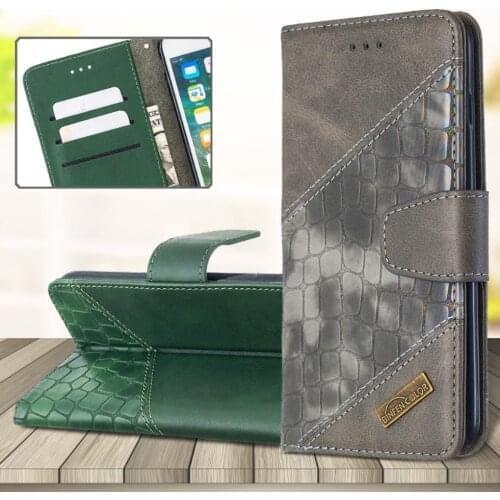For Xiaomi Mi CC9 /CC9mt /A3 Lite /9 Lite Fashion Crocodile Pattern Splice Leather Case Wallet Stand Flip Phone Cover 6.39" Bag