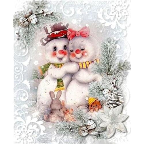 Household Adornment 5D Diamond Painting "Snowman and Rabbit Couple" Embroidery Cross Stitch Diamond Painting Technology Mosaic