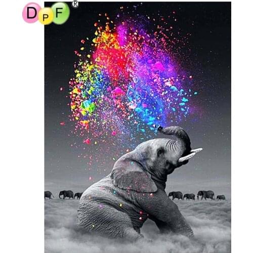 DPF Diamond Embroidery Color elephant Diamond Painting Cross Stitch Picture Of Rhinestone full Square Diamond Mosaic decor DIY