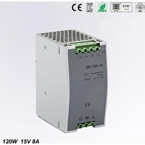 DR-120-15) 120W 15V switch power source (85-264VAC input) 120W 15v dc din rail power supply free shipping