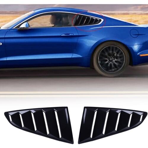 CITALL Pair ABS Car Side Vent Window 1/4 Quarter Scoop Louver Cover Trim Fit For Ford Mustang 2015 2016 2017