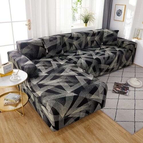 Elastic Tight All-inclusive Corner Sofa Cover Geometry Stretch Sofa Slipcover for Living Room Couch Chair Sofa Towel L Shape