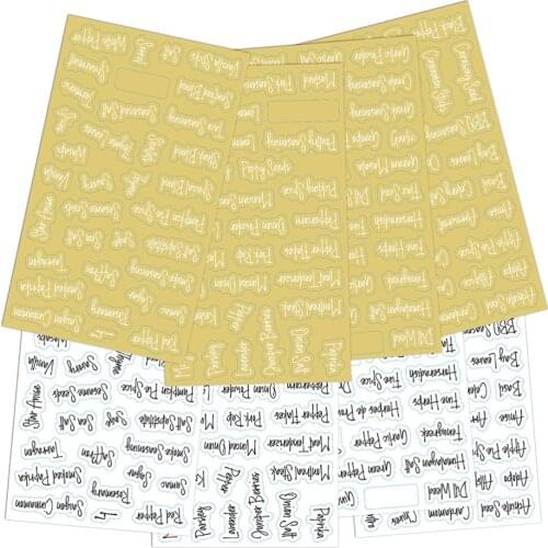 1 Set 274pcs Ingredients Name Label Decals Spice Labels for Home (Black, White)