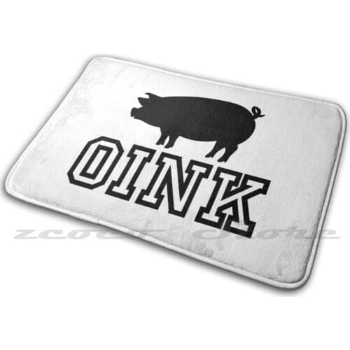 Oink ( Black ( ) Carpet Rug Non-Slip Water Absorb Door Mat Piggy Pink Oink Pork Secrets Food Farm Meat Pig Bacon