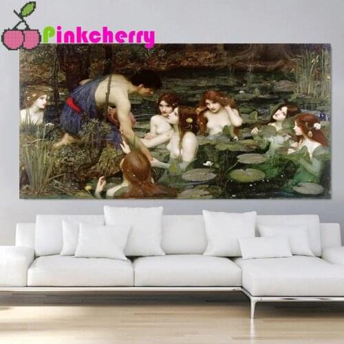 Diy Diamond Painting Mosaic Water Lily Pond Bathing woman 5D Full Square Round beauty diamond Embroidery k616