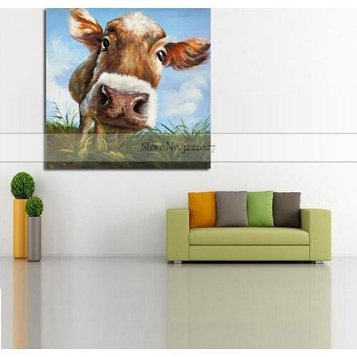 Oil Painting Cute Cow Canvas painting Experienced Artist Handmade High Quality Abstract Knife Horse Painting For Wall Decoration