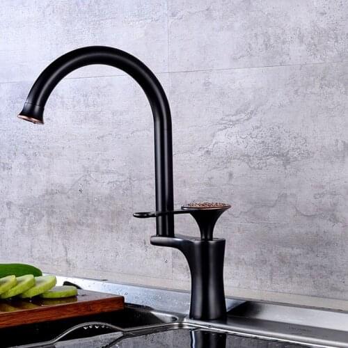 Modern Style Copper Kitchen Faucet Cold and Hot Water Tap Single Handle Black/White/Gold/Rose gold Kitchen Sink faucet