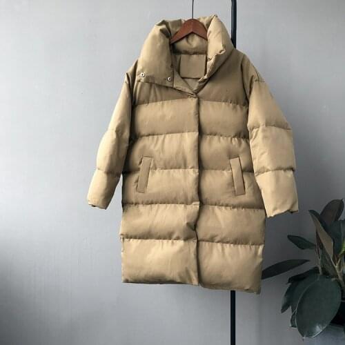 RICORIT Thick Parkas Jackets Women Pop Cotton Padded Warm Puffer Jacket Female Solid Color Oversize Loose Long Outerwear Coats