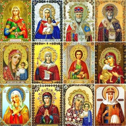 Huacan 5D Diamond Painting Virgin Mary Pictures By Rhinestones Mosaic Religion Icon Full Square Kit Diamond Embroidery