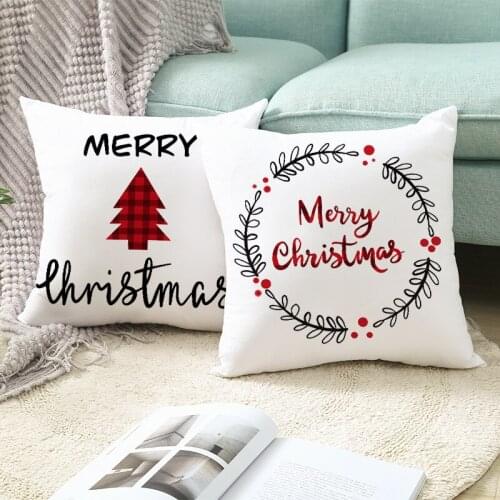 Merry Christmas Decoration For Home Santa Claus Reindeer Square Cushion Cover Pillow Case Christmas 2022 Xmas Happy New Year