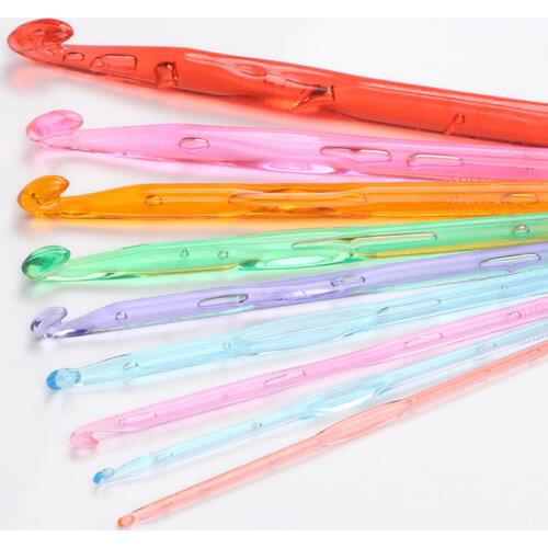 2019 New Multicolor Knitting Needles Crystal Crochet Needles Transparent Plastic Crochet Hooks Sweater Needles DIY Craft Tools