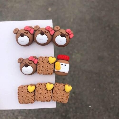 2021 New Japan Korean Lovely Cartoon Bear Biscuits Hair Clips For Girls Sweet Hair Accessories Barrettes Wholesale