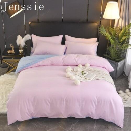 Single Bed Double Bed Quilt Cover Set Pink Blue Bedspread Hotel Household Pillowcase Solid Color 220*240 Large 4-Piece Bedding