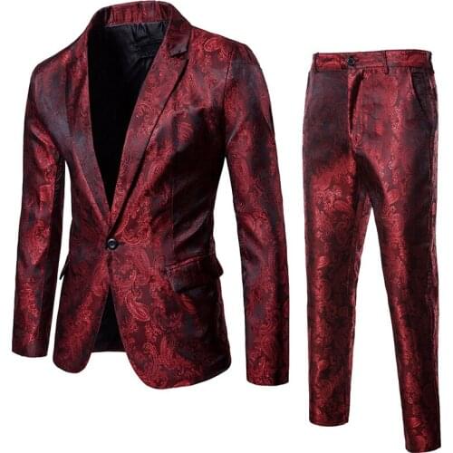 Autumn and winter mens suits / glossy dark night club one button mens lapel suit / mens suit two-piece