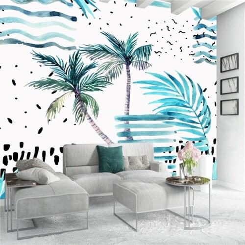 Custom any size wall mural wallpapers Modern fashion coconut tree Perspective Wall Sticker YBZ114