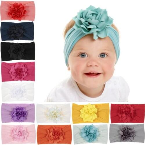 Cute 1PCS Lotus Flower Baby Hair Band Elastic Newborn Toddler Kids Floral Headwraps Nylon Headbands Hair Accessories Photo Props