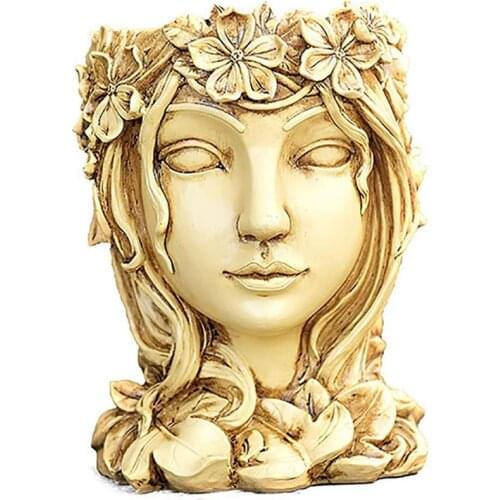Retro Statue Goddess Flower Pots Household Resin Girl Head Succulent Flower Pot Retro Flowerpot Handmade Home Decor Craft