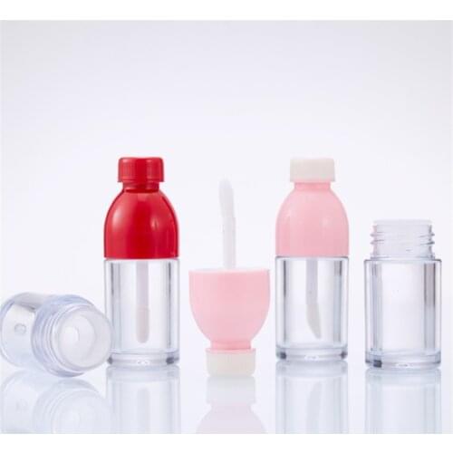 Pink Red Beverage Coke Bottle Shaped Empty Lip Gloss Tube Containers Clear Mini Refillable Lip Balm Bottles With Rubber Inserts