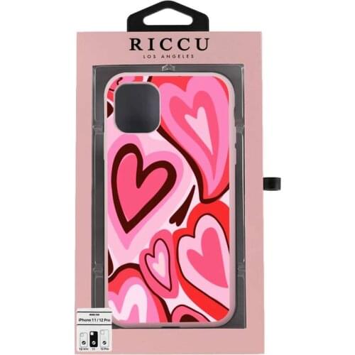 Brown Hearts Phone Case for iPhone 11 pro 8 7 6 6S Plus X XR 11 12 Pro mini XS MAX Matte Candy Pink Silicone Cases