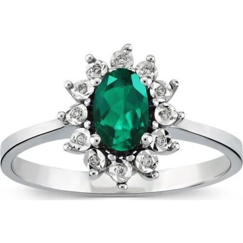 Symbol Gold 0.47 Carat Diamond Emerald Ring Baguette Chic Jewelry LoverRings Engagement Anniversary Wedding For Women