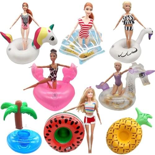Lifebuoy Swimming Ring for Barbie Doll Toys for Children Beach Pool Bikini Fashion Handmade Girls Doll Accessories Swim Pool Set