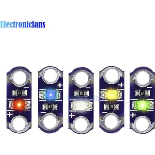 5PCs LilyPad LED Module Yellow/Green/White/Blue/Red Color Light Module for Arduino DIY KIT
