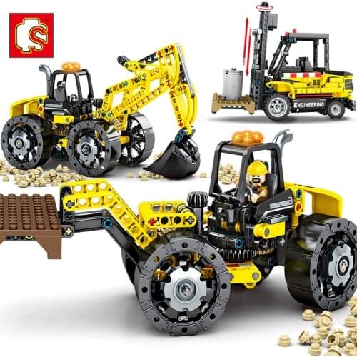 SEMBO Technic Mobile Crane Creator Expert Bulldozer Crane Excavator City Engineering Truck Building Blocks Toys Children Gift