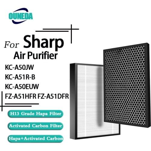 Replacement Hepa Filter FZ-A51HFR and Actived Carbon Filter FZ-A51DFR For Sharp Air Purifier KC-A50JW KC-A51R-B KC-A50EUW