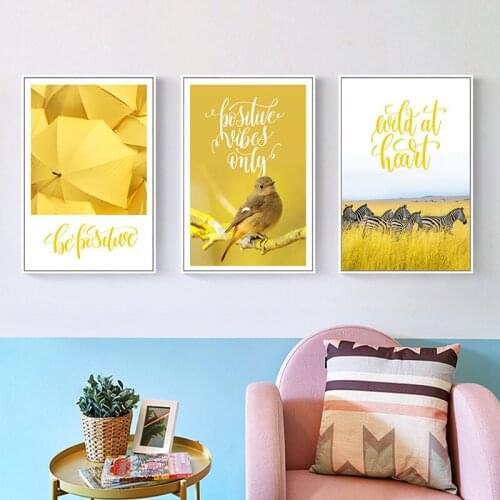 Yellow Landscape Quote Picture Home Decor Nordic Canvas Painting Wall Art Posters and Prints for Scandinavian Modern Living Room