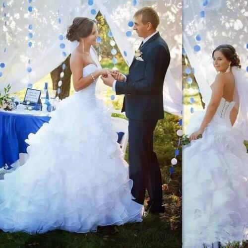 Romantic ball gown Wedding Dresses 2020 vestido de novia Sweetheart Ruffles Tiered Tulle Bridal Gown For Outdoor Garden Wedding