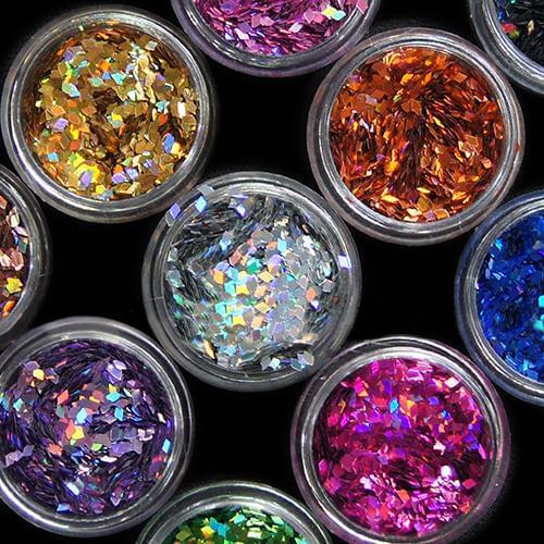12 Colors Nail Art 3D Rhombus Glitter Shape Sequins Powder Nails Tip Decoration Before you spread on the last powder or gel,tool