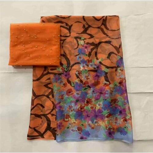 5+2 yards/set) African soft silk fabric ,for garment neat embroidery on the material with swiss voile lace tissu! LXF42511