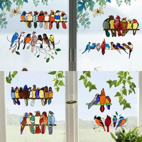 8pcs Mini Stain Glass Window hangings Bird Sticker Multicolor Birds Decor Room Accessories Scandinavian Decor Fathers Day Gifts