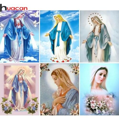Huacan 5d Diy Diamond Painting Virgin Mary Icon Decor Home Diamond Embroidery Mosaic Christian Religion Wall Sticker