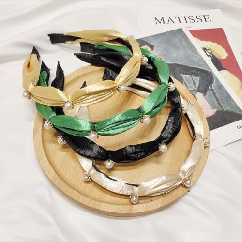 Free shipping fashion vintage beads women hairbands satin girls headbands ladys headwear hair accessories