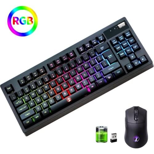 ZJFKSDYX C87 Wireless RGB Keyboard and Mouse Combo, 2.4G Connection, Support 10 Kinds of Lighting Effects