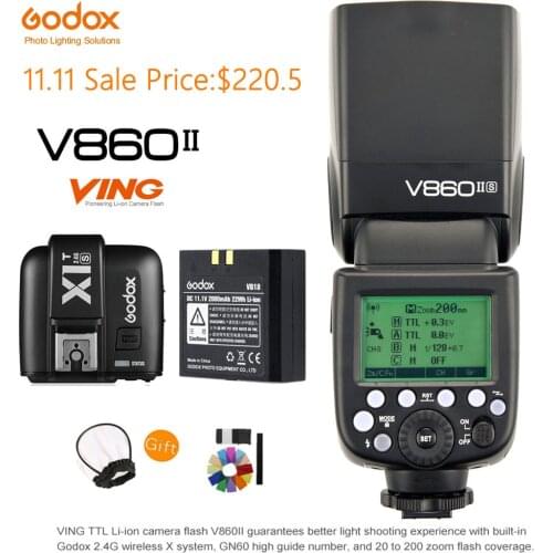 Godox V860II-S TTL Speedlite HSS GN60 2.4G Wireless Li-ion Battery Flash Light +X1T-S Flash Trigger Transmitter for Sony Camera
