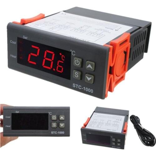 Yiwa 12V/24V/220V STC-1000 Digital Temperature Controller Thermostat NTC K Gray Orange