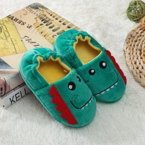 Kids Autumn Girl Boy Winter Slippers Cartoon Dinosaur Shoes Children Home Cotton Shoes Keep Warm Plush Thickening Slippers Baby