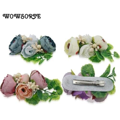 Fashion Simulation Flowers Headbands Girls Floral Lovely Hair Clip Kids Flower Hairpin Children Cute Hair Accessories 4 Colors