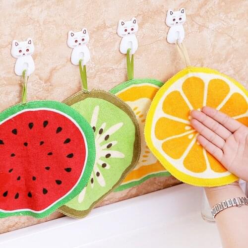 Baby Kids 20cm Round Cotton Hand Towel Kitchen Fruit Wipe Dishcloth Kitchen Hanging Towels Washcloths