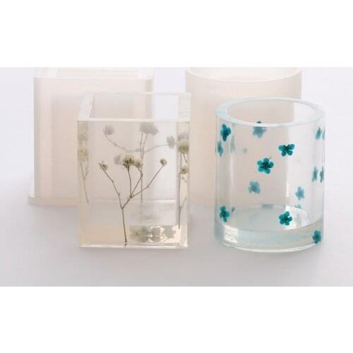 Epoxy Resin Silicone Molds DIY Cube Round Pen Holder Flower Pot Coaster Mold Set