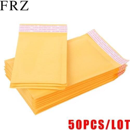 FRZ Yellow Wholesale 50pcs/lot Manufacturer Kraft Bubble Bags Mailers Padded Envelopes Paper Mailing Bags