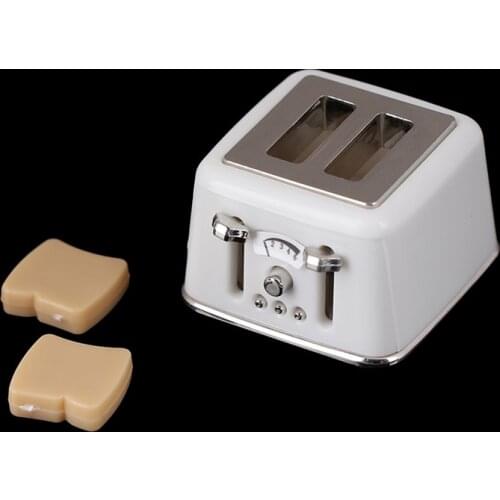 1/12 Scale Dollhouse Bread Machine With Toast Miniature Dollhouse Mini Accessories Cute Decorations Toaster