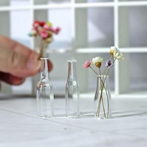 3pcs 1: 12 Scale Dollhouse Miniature Glass Bottle Kitchen Living Room Accessories For Dollhouse Decals New