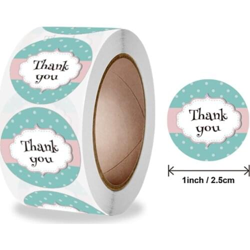 Round Packaging Box Sealing Stickers Thank You Sticker Lables Sticker Roll For Stationary Business Envelope Decoration 500pcs